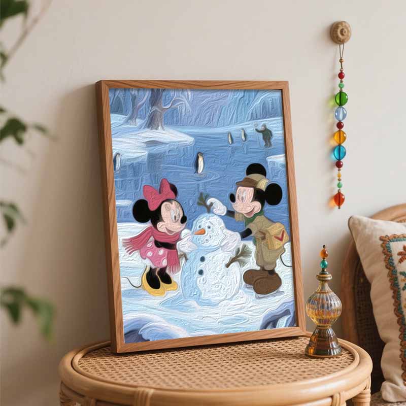 Disney Winter Snowman Digital Oil Painting Art Painting Handmade Diy Home Decorations