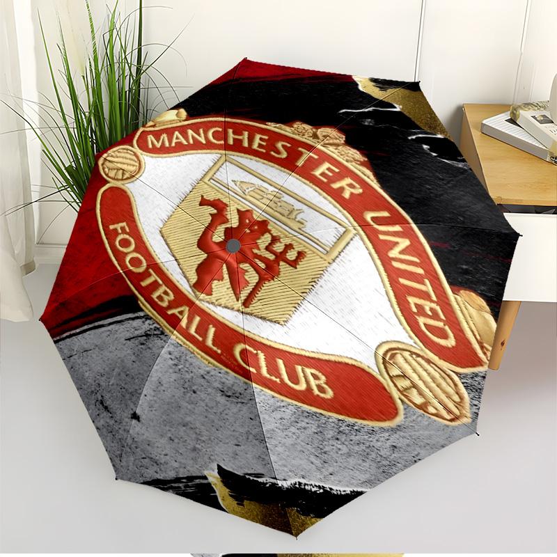 Manchester United F.C Print Automatic Open Close Umbrella, Portable Foldable Umbrella, for Outdoor Commute Camping Trip, Ideal Birthday Gift