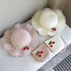 Wide Brim Kids Sun Hat Pearl Decoration Beach Hat Cute Style Straw Hat  Girls Accessories
