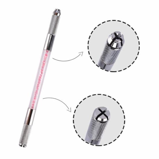 Manueller Microblading-Doppelkopf-Strassgriff-Permanent-Augenbrauen-Tätowierungsstift