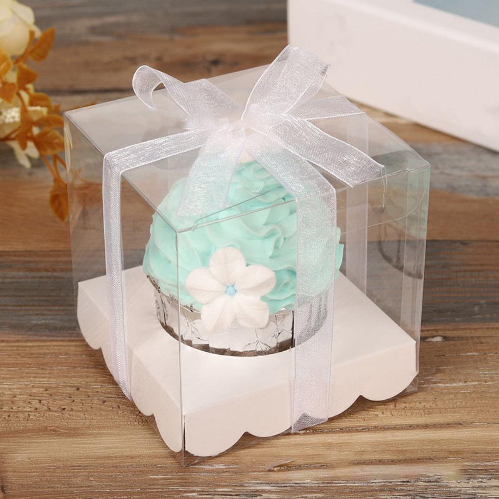 12pcs Clear Gift Boxes Plastic Single Containers Boxes with Inserts and Ribbon Individual Storage Holders Plastic Treat Boxes Gift Packaging Box