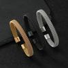Classic Simple Stainless Steel Geometric Wavy Twist C Shape Opening Bangles for Women Men Does Not Fade Personality Jewelry Gift
