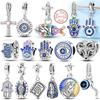 100% Silve Charms Beads Rotating Eye Praying Hands Jesus Cross Charms For Original Bracelet Pendant Woman Jewelry
