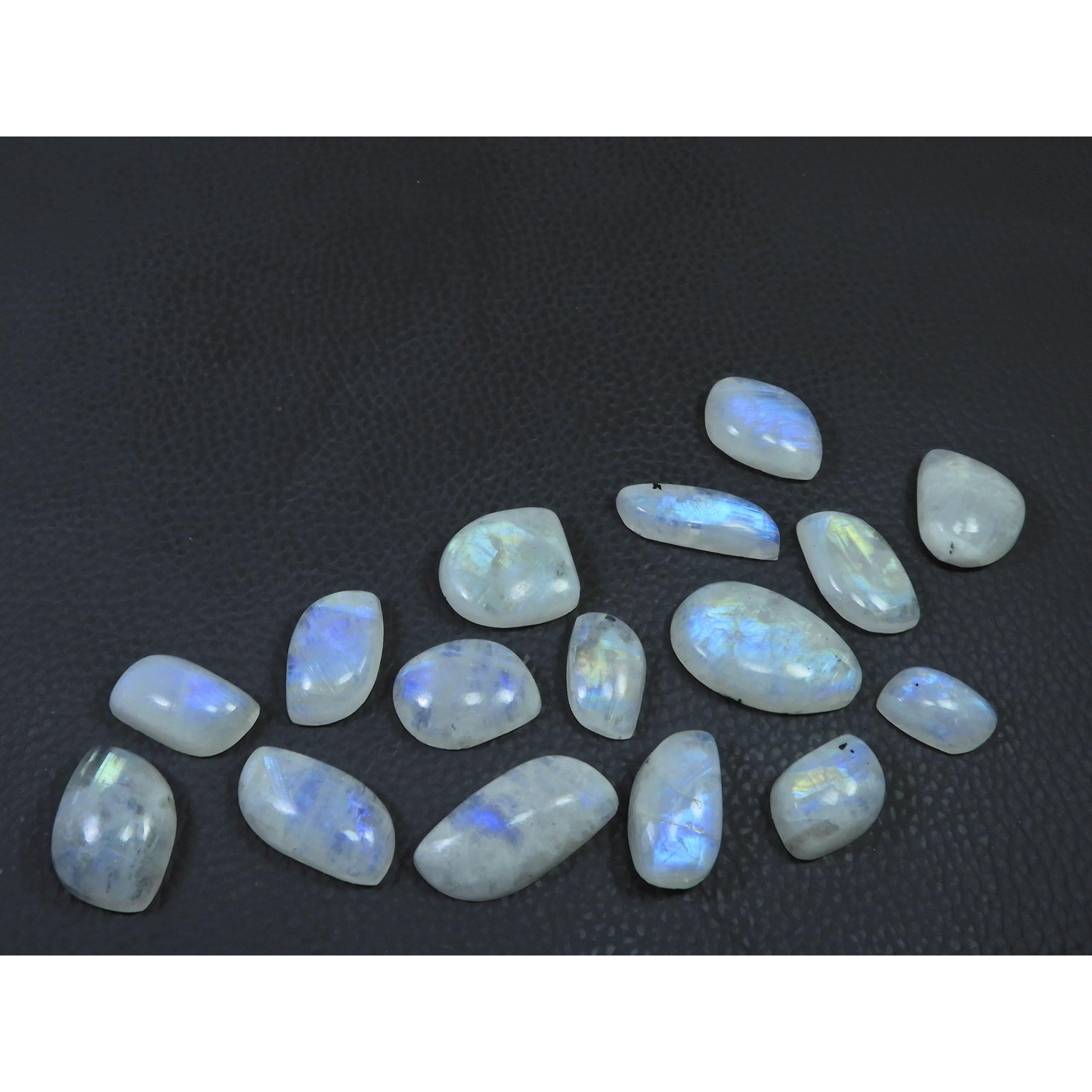 

15-24 мм Натуральный Радужный Лунный Камень Необычный Кабошон Свободный Драгоценный Камень Лот 16 шт. C-542