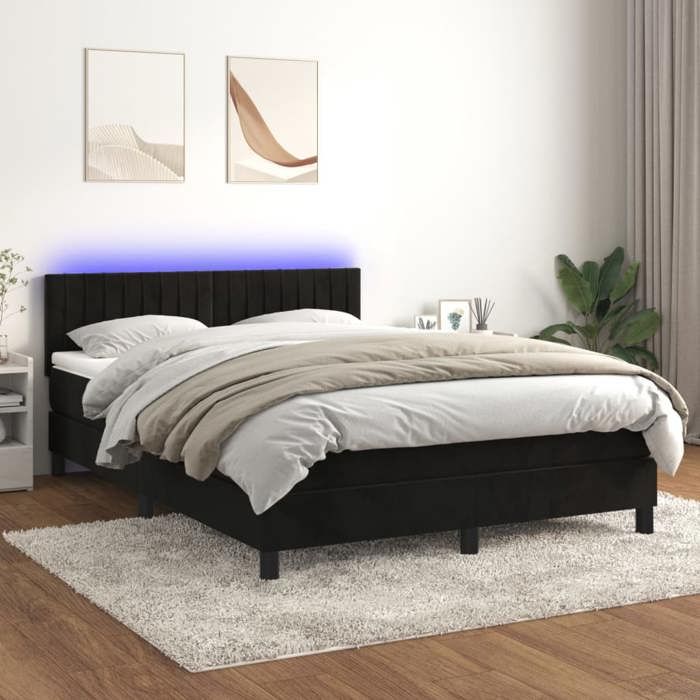 VidaXL Bed Slat Base with Mattress and LED, Upholstered Bed, Double Bed, Adult Bedroom Interior Bed, 3134521