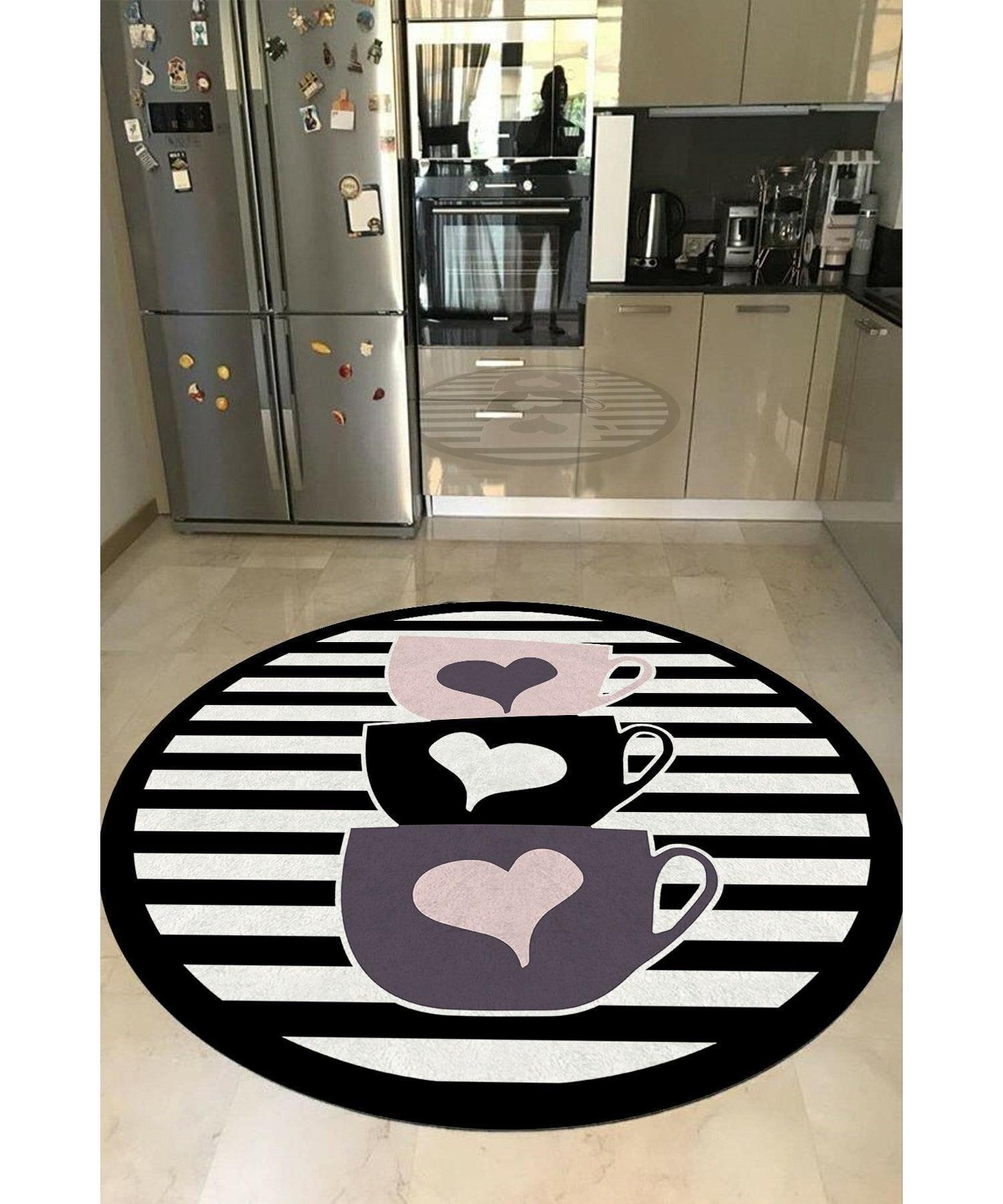 

Digital Printed Non-Slip Dot Base Machine Washable Cup Pattern Round Carpet-901