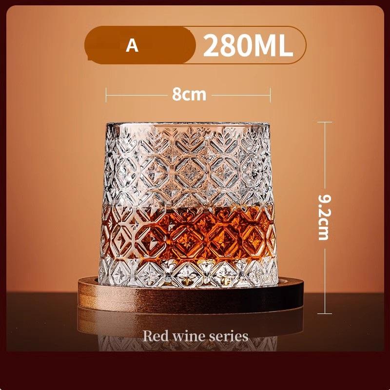 Tumbler Whiskeyglass med Sokkel Krystall Whiskeyglass Roterende Spinnende Vin Cognacglass Kopp Drikkeglass til Bar Hjem