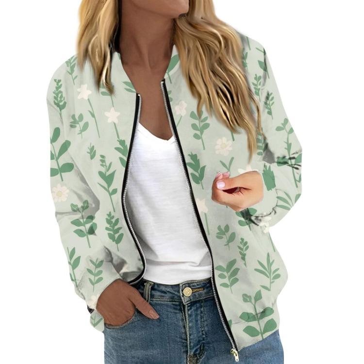 

Женская повседневная стеганая куртка кроп с цветочным принтом, легкая, с длинным рукавом, на молнии, верхняя одежда с карманами L