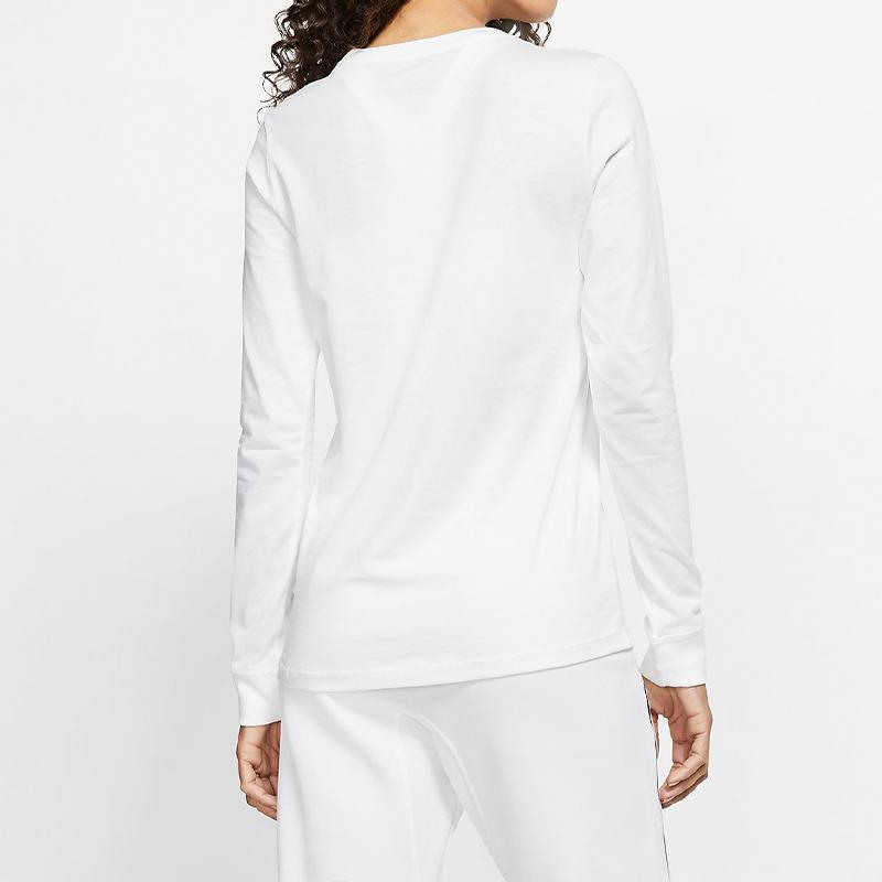 Nike Classic Logo Print Round Neck Long Sleeve T-Shirt Women Tops White BV6172-100