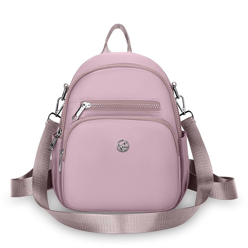 Women's Solid Color Backpack Lightweight Student Schoolbag Multifunctional Crossbody Shoulder Handbag