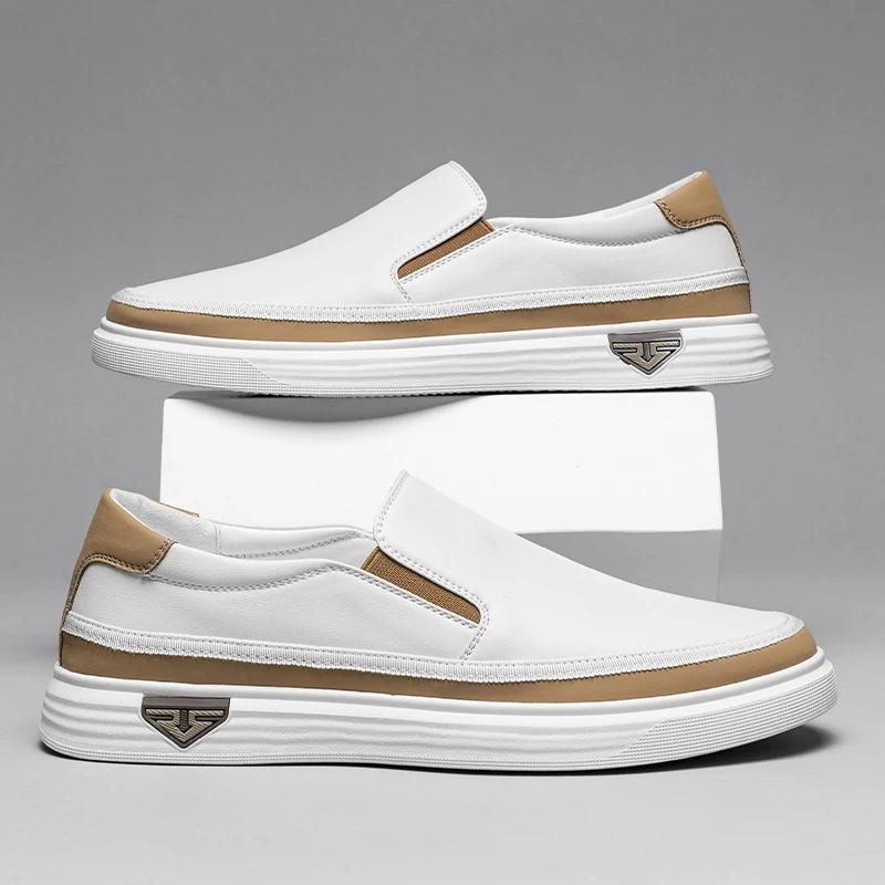 Luxury brand mens casual shoes genuine leather slip on loafers comfy soft breathable walking shoes men driving business shoes