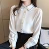Kadın Bluzlar Gömlekler 2025 Bahar Uzun Kollu Kadın Bluz Gömlek Turn Down Yaka Ofis Bayan Siyah Beyaz Şifon Bluz Gömlek Kadın Üstler J863