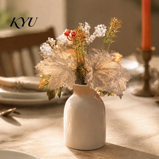 Lifelike Artificial Flower Arrangement Sunflower Maple Leaf Bouquet, Fall Flowers, Realistic Silk Faux Adjustable Stem Floral Bundles for Thanksgiving
