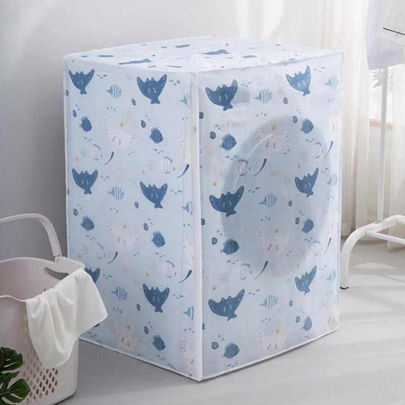 Trommelwaschmaschine Staubschutz Niedlicher Cartoon-Druck Transparente Wasserdichte Abdeckungen Haushalt Staubtuch für Waschmaschine Neu