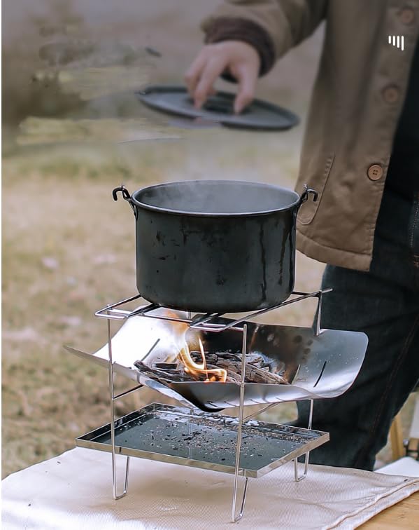 3-in-1 Compact Fire Pit, BBQ Stove, and Lightweight Camping Gear with Storage Case (Ash Pile Set Version)