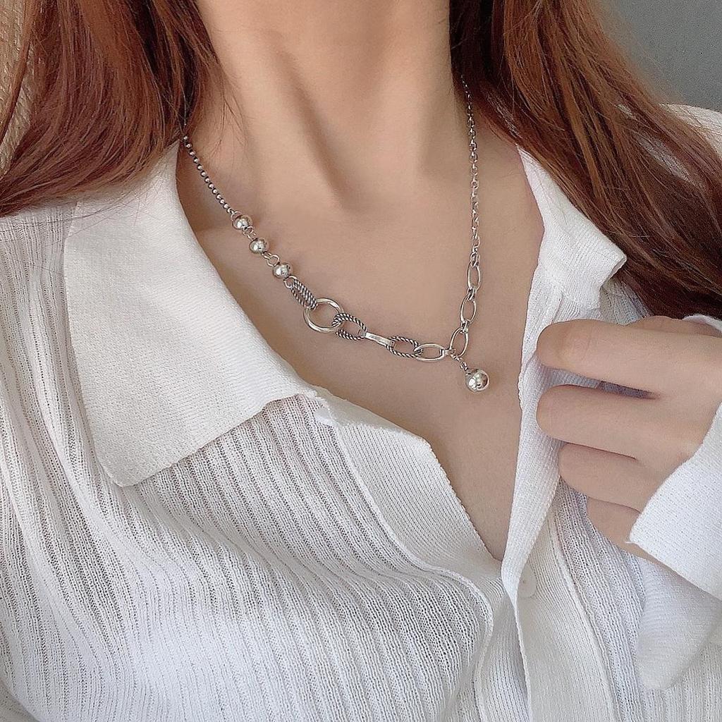 Korean Retro Distressed Round Bead Necklace - Simple Cold Style Jewelry Hot Item