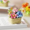 Bright Flower Basket: Preserved Flower & Succulent Building Block Set for Desktop Decor & Birthday Gifts