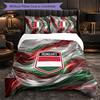 Hungary Football Pattern 3 Pieces Bedding Set Soft Microfiber Duvet Cover with Pillow Cases for Bedroom