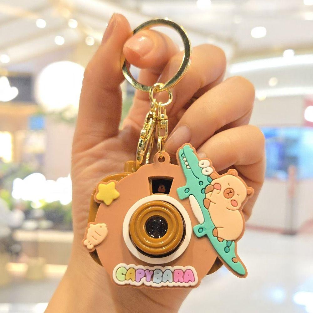 Kawaii Capybara Keychain Projector Camera Capybara Dolls Creative Kapybara Pendant  Couple