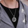 Viking jewelry, versatile ethnic style hollow rune titanium steel men's pendant, simple stainless steel necklace