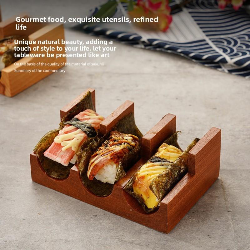 Handmade Wooden Sushi Plate With Divided Compartments For Japanese And French Cuisine Presentation