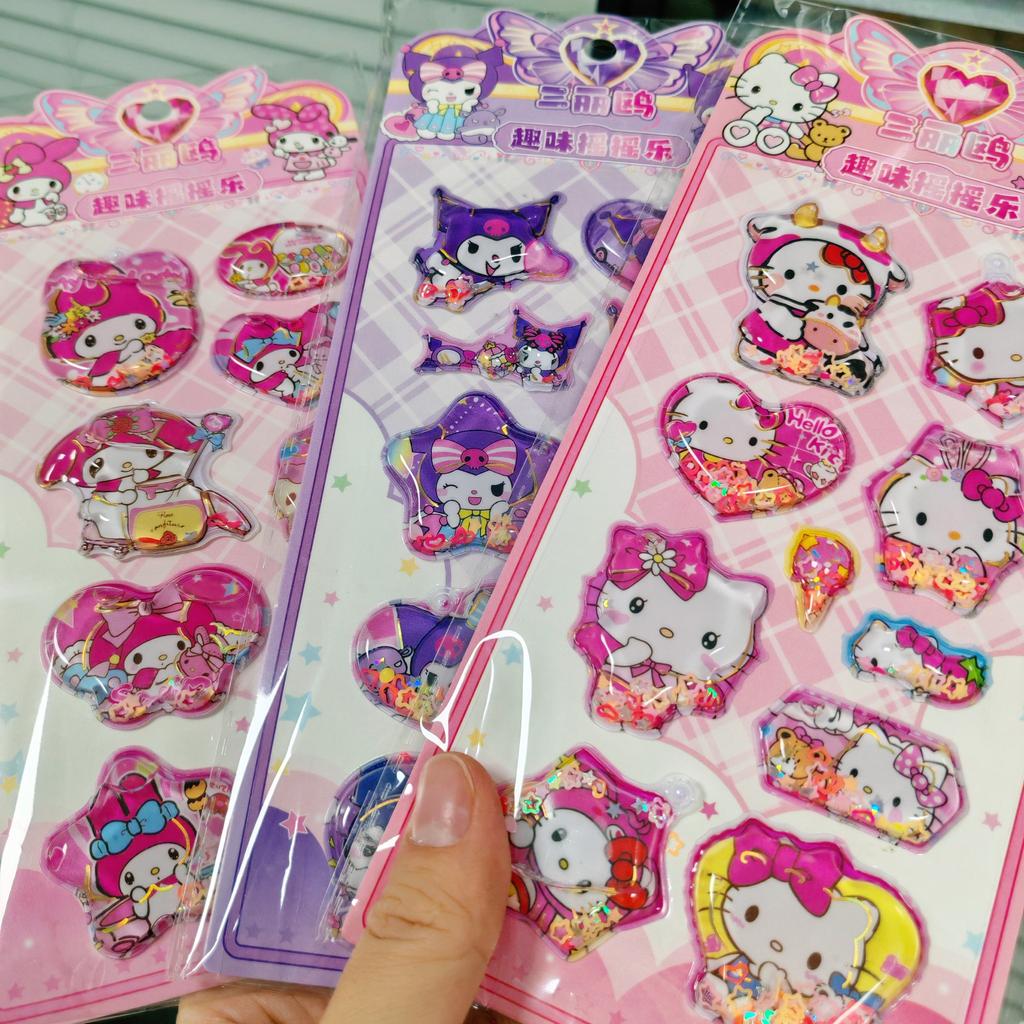 6Style Anime Kawaii Sanrio HelloKitty Kuromi 3D Shake Stickers Cute DIY Album Diary Handbook Decor School Student Stationery Toy
