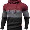 Autumn Winter Men's Jacquard Sweatshirt Long Sleeve Hoodie Color Block Hooded Sweatshirt