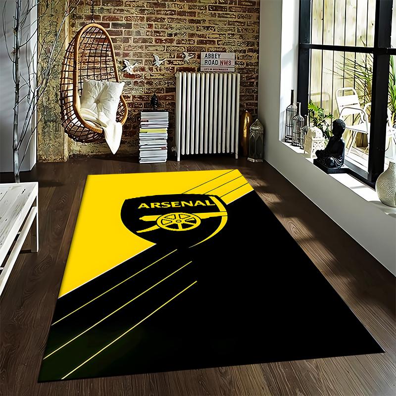 "Arsenal Logo Carpet, Yellow and Black Design for Living Room Decor" Suitable for use as an anti-slip for living room bedroom sofas