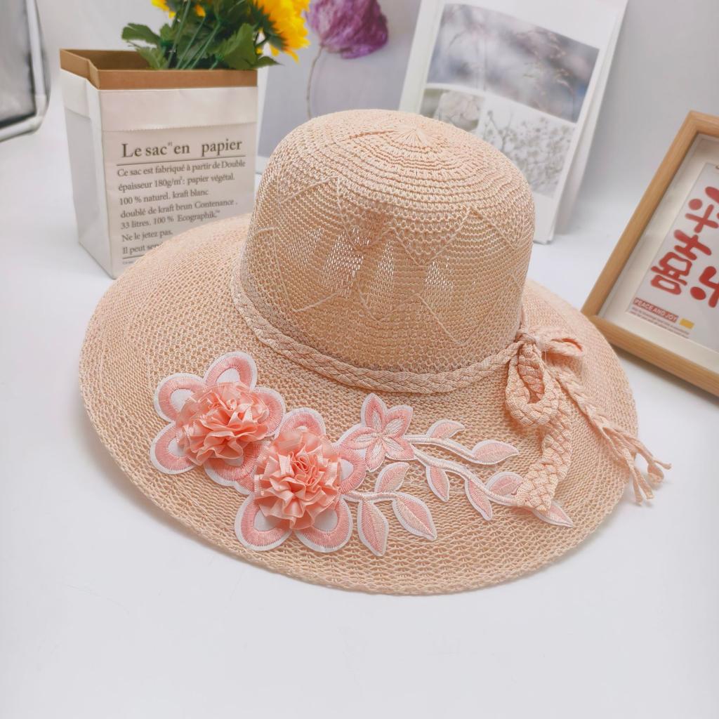Summer New Women's Large Eaves Hat Flower Foldable Sunscreen Hat Versatile UV Resistant Sun Hat