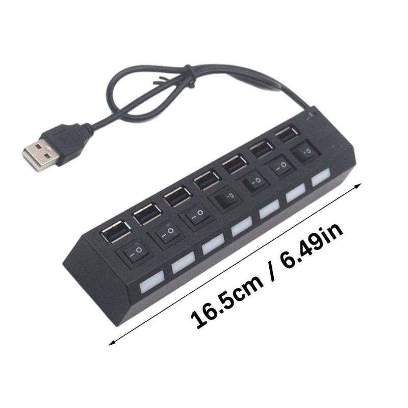 USB Splitter 7 Port Power USB Splitter Expander USB2.0 Data Port Splitter Adapter Individual Switches USB Splitter for