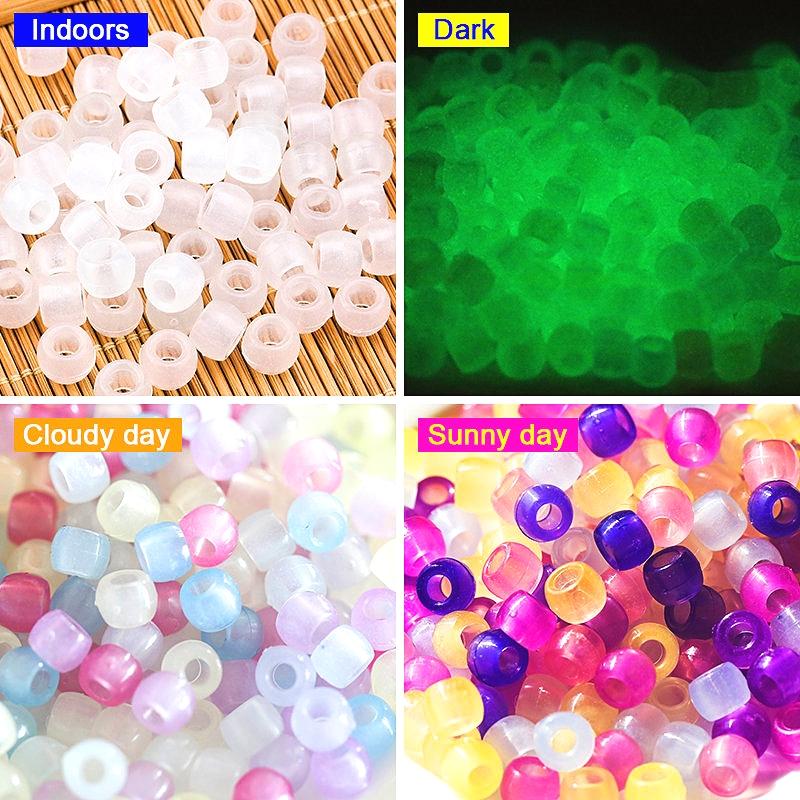 6*8mm UV Changing Reactive Acrylic  Mixed Color Beads Glow In The Dark DIY Bracelet DIY  Jewelry Making Children Intelligence