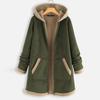 Women Vintage Cat Print Fleece Hooded Zipper Plus Size Long Sleeve Thick Coat