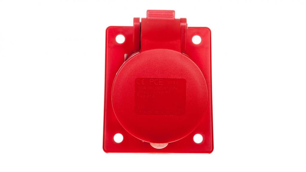Angled Panel Socket 16A 4P 400V /70X85/ Red Ip44 Twist 414-6