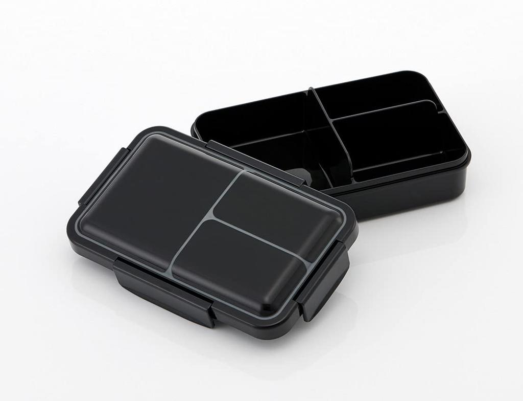 Skater Bento Box, Leak-Proof, Divided, Integrated Gasket, Fluffy Serving, Single Tier, 850ml, Large Capacity, Black, PALT9AG-A