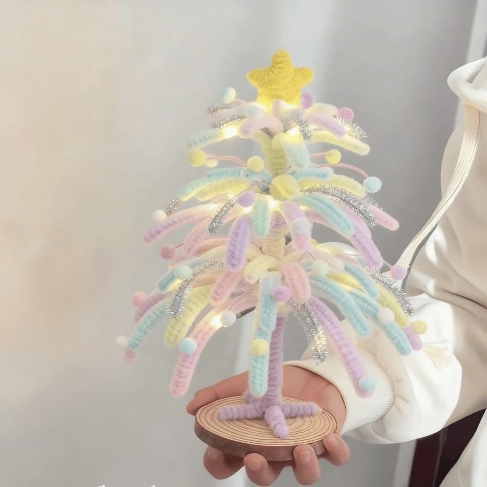 Colorful DIY Christmas Tree Making Kit Handmade Twisty Stick Weaving Set Tabletop Xmas Tree Desk