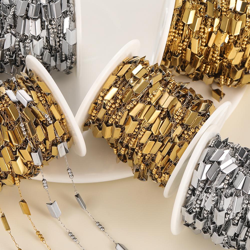 1 Meter Stainless Steel Arrow Shaped Chains Golden Handmade Chains for DIY Necklace Bracelet Jewelry Making Accessories