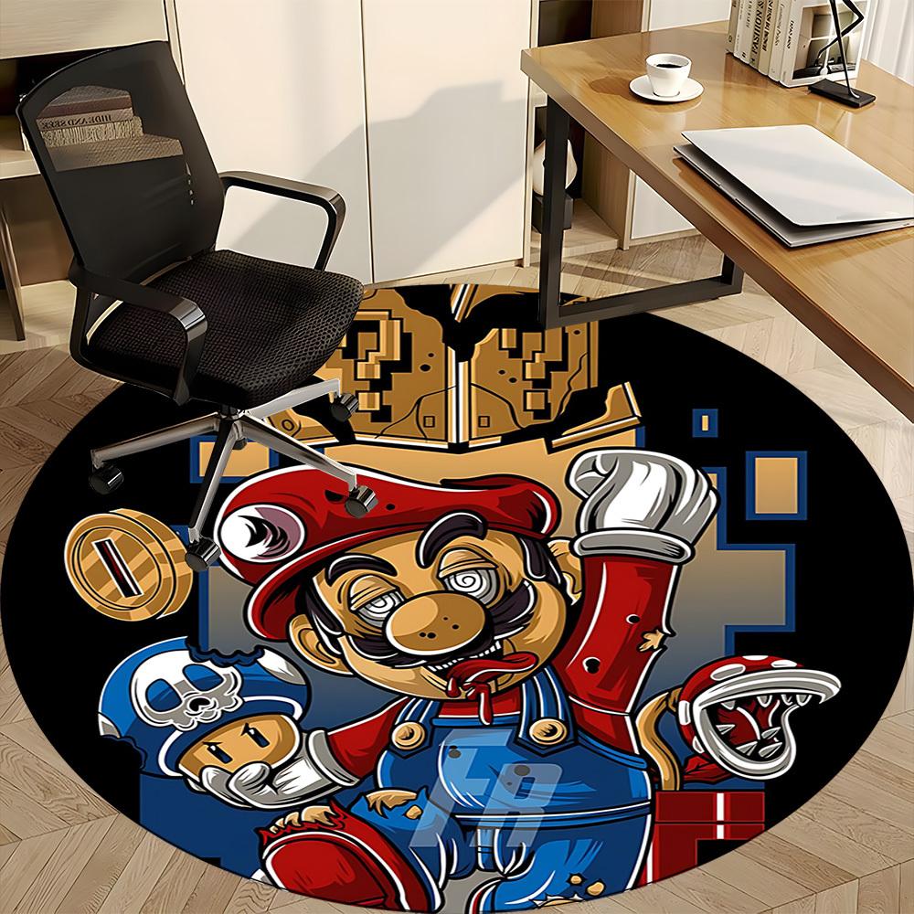1pc Mario Adventure Office Round Area Rug, Indoor Mat Suitable For Office, Bedroom Living Room Home Decor, Room Deco,  Offic a0926220