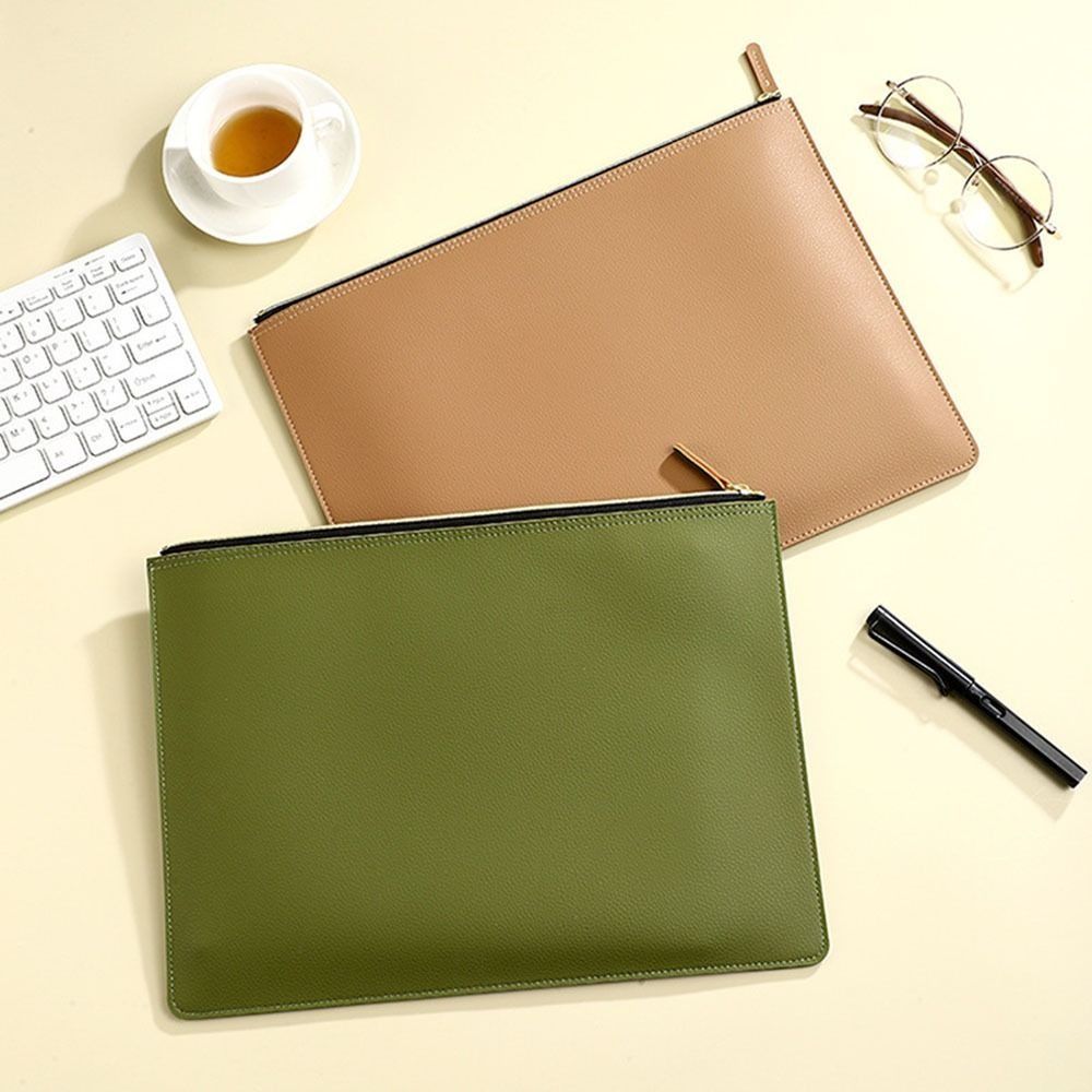 PU Leather Document Bag Zipper Bag Business Briefcase Information Bag  School Office Supplies