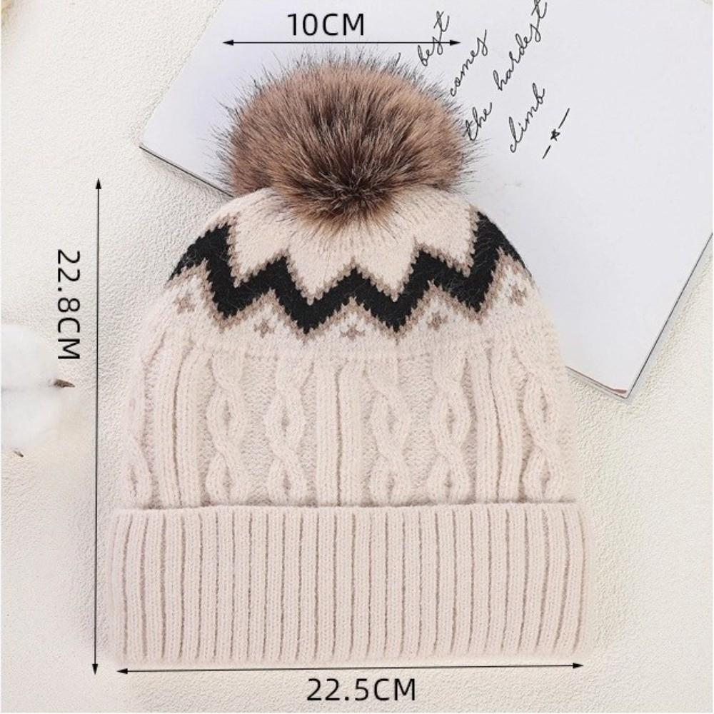 Thickened Knitted Hat with Pompom Winter Hat Warm Warm Cap  Men