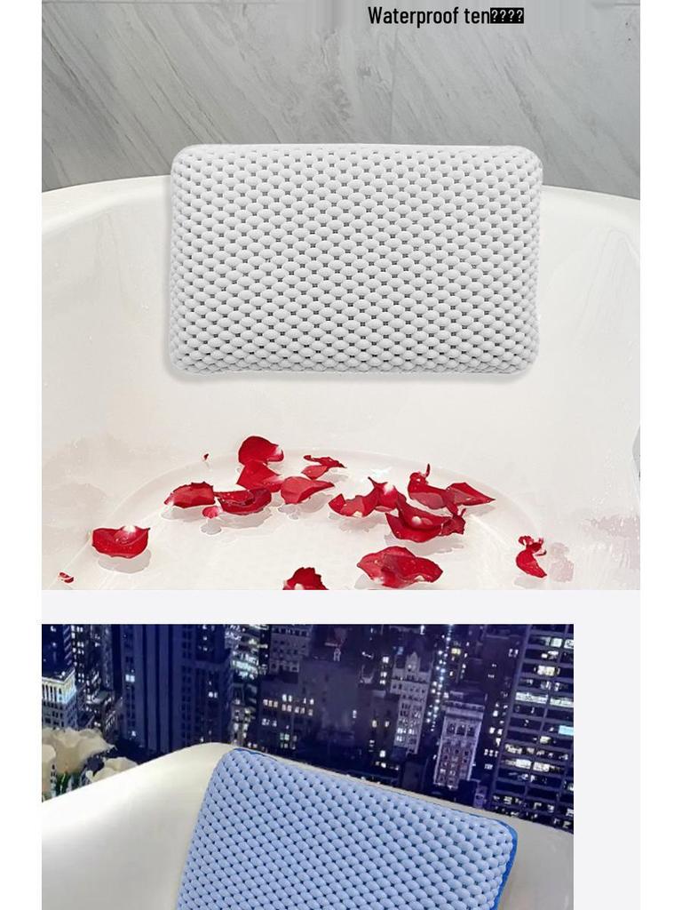 Waterproof PVC Foam Bath Pillow with Suction Cups for Home & Hotel Spa