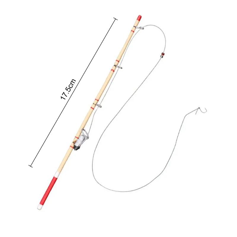 1Pc 17.5cm Mini Fishing Rod Model - Dollhouse Fishing Tool Micro Landscape Decorative Accessory for Life Scene