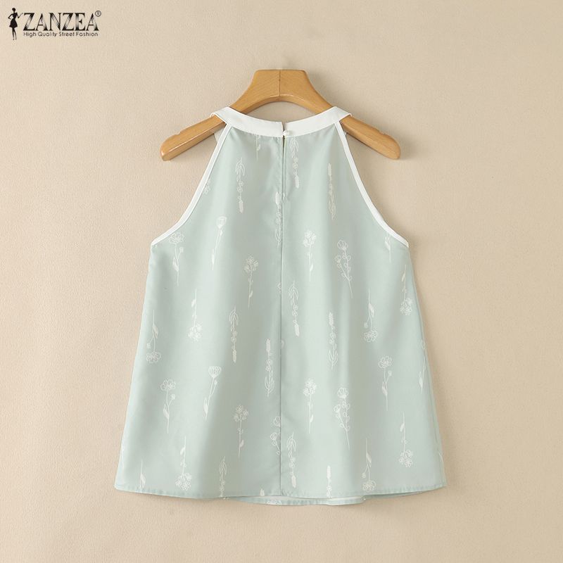 ZANZEA Women Summer Round Neck Casual Sleeveless Print Tank Tops