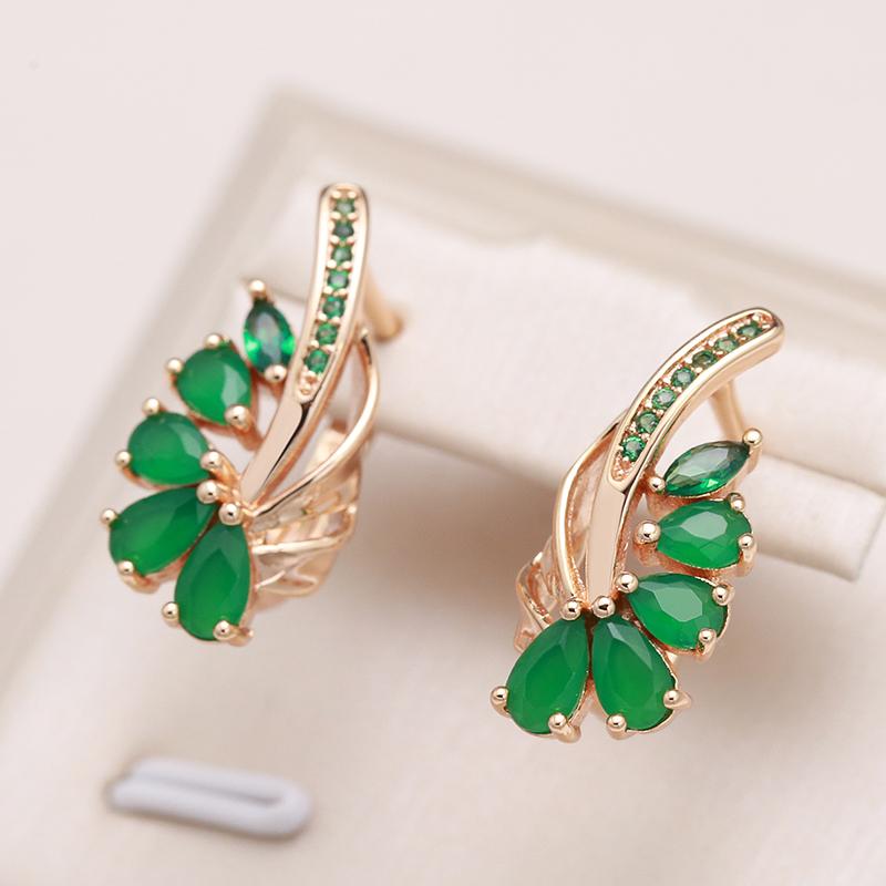 Boucles d'oreilles creuses géométriques en Zircon vert pour femmes, bijoux tendance, cadeau
