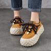 Johnature Genuine Leather Casual Lace Up Shoes Lightweight Thick Soled Height Increasing Women's Platform Shoes