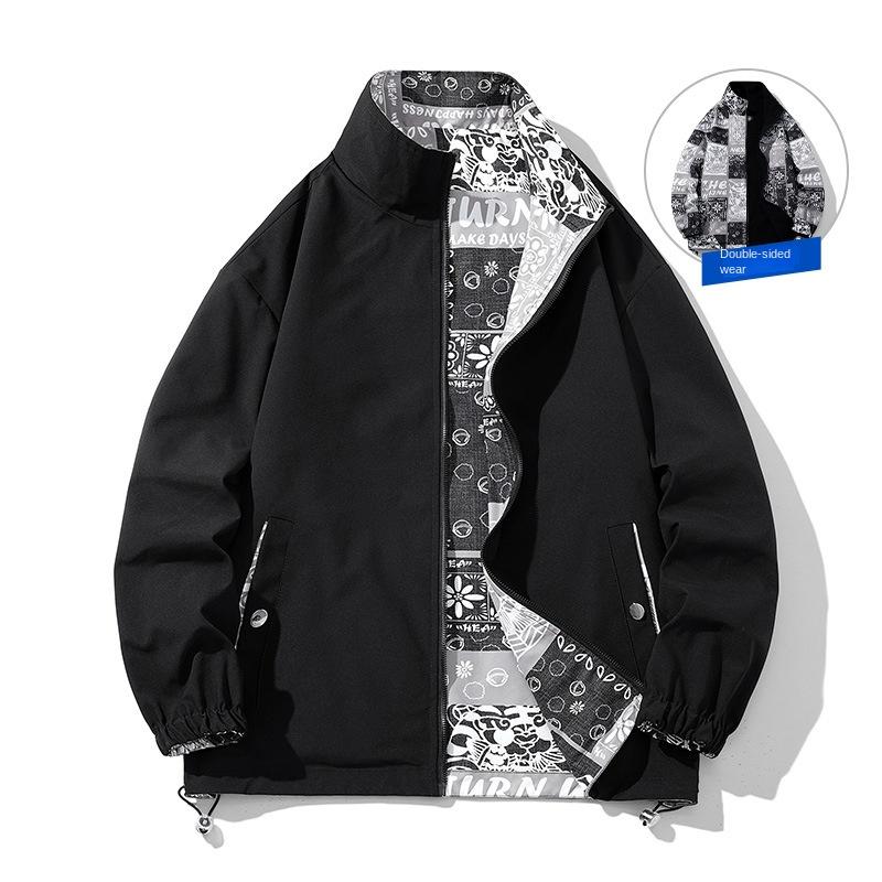 

Новая мужская двухсторонняя куртка подросткового стиля в гонконгском стиле, свободная куртка для мужчин, топ для пар 4XL серый