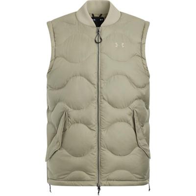 Logo Solid Color Stand Collar Casual Lightweight Sleeveless Down Vest Unisex Vest Urban-Khaki 1389319-299