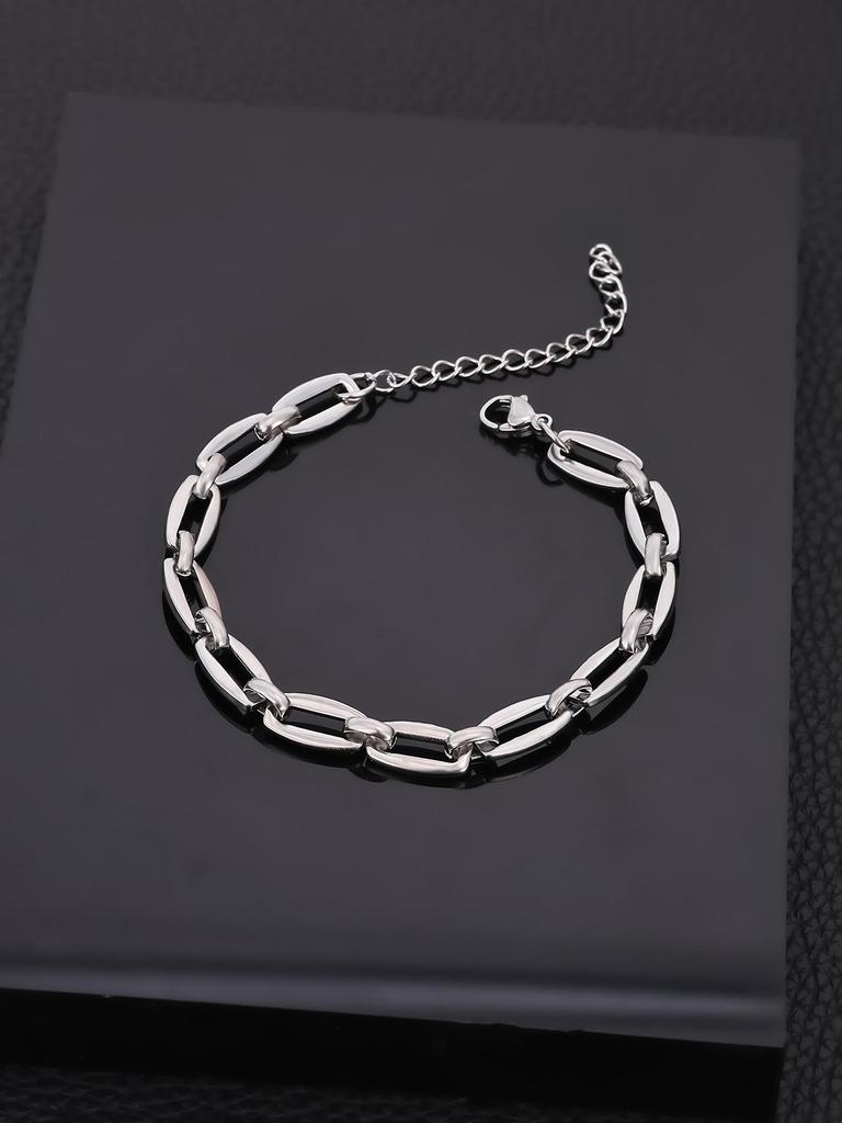 Retro European & American Hip-Hop Stainless Steel Figaro Blade Chain Bracelet
