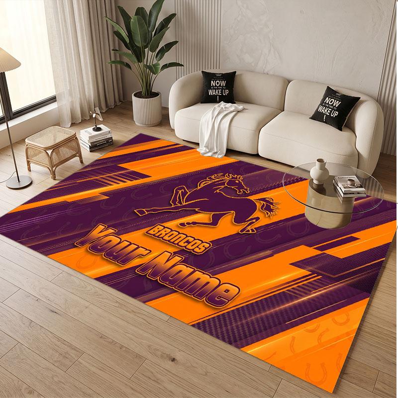 Custom Rug Brisbane Broncos Pattern Print Name Text Soft Non‑Slip Floor Carpet for Home Indoor Decoration