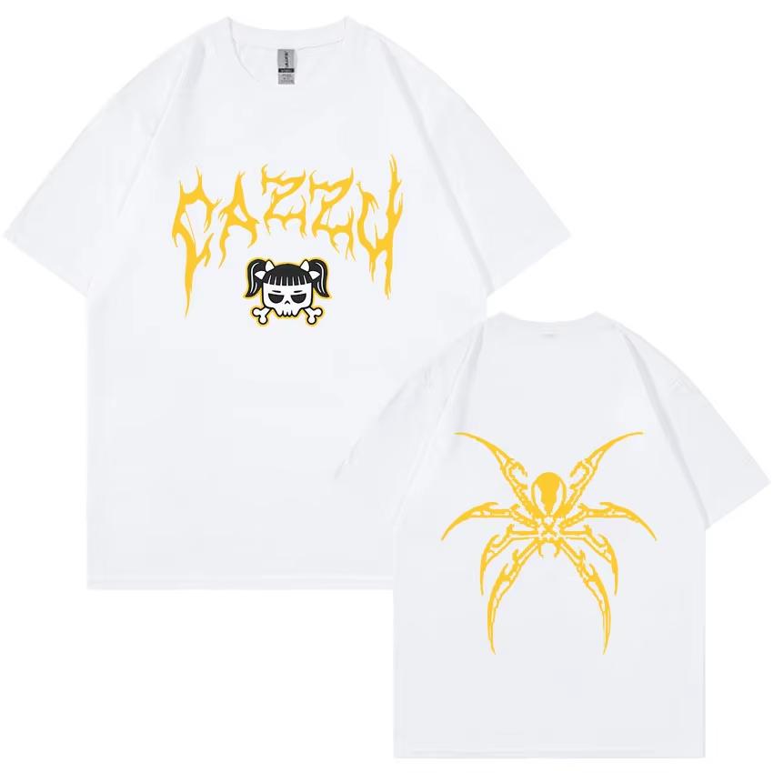 Cazzu Nena Trampa 2025 Doppelseitiger Druck T-Shirt Herren Damen Hip Hop T-Shirt Locker Baumwolle Kurzarm Übergroß Lässige T-Shirts