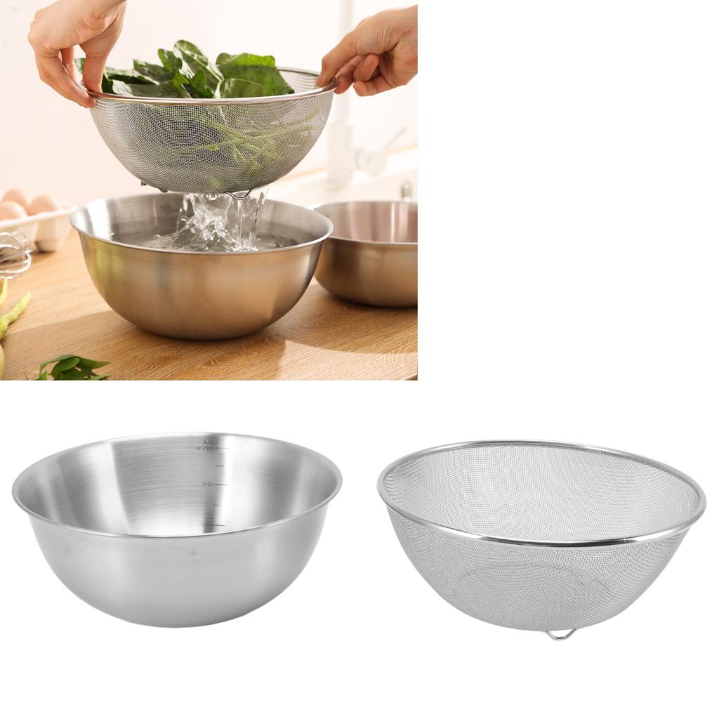 Stainless Steel Strainer Colander Fast Drainage 24CM Diameter Safe Food Grade Material Salad Bowl for Home Kitchen
